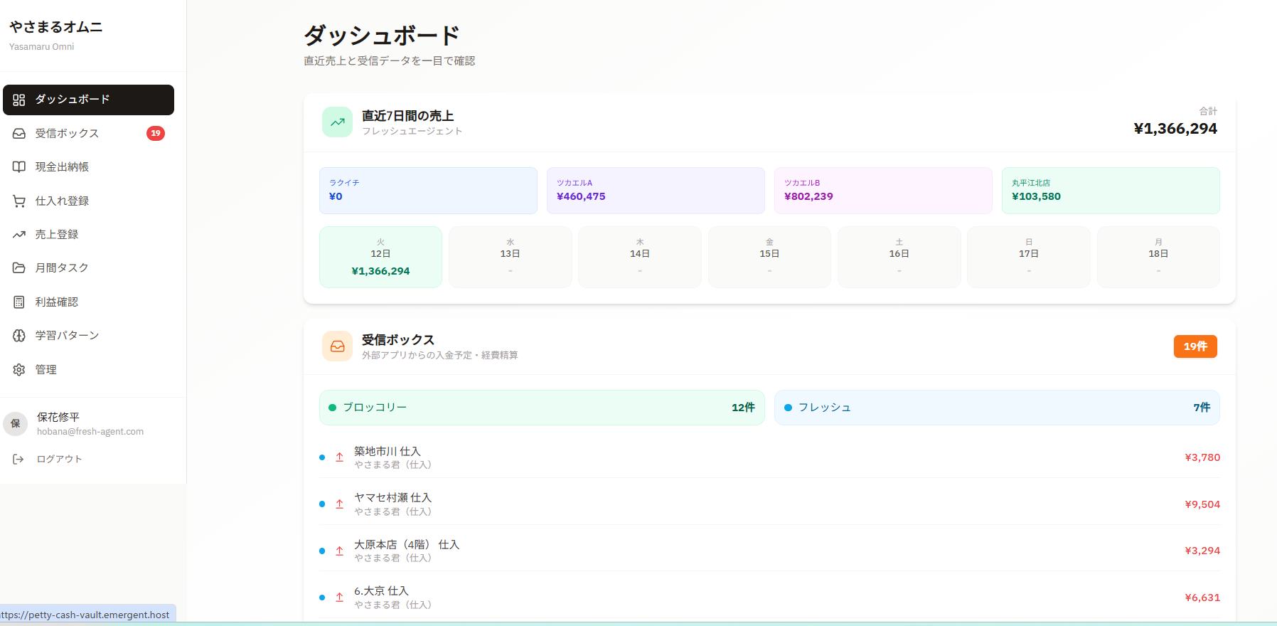 現金出納帳 / 利益可視化システム のUIプレビュー